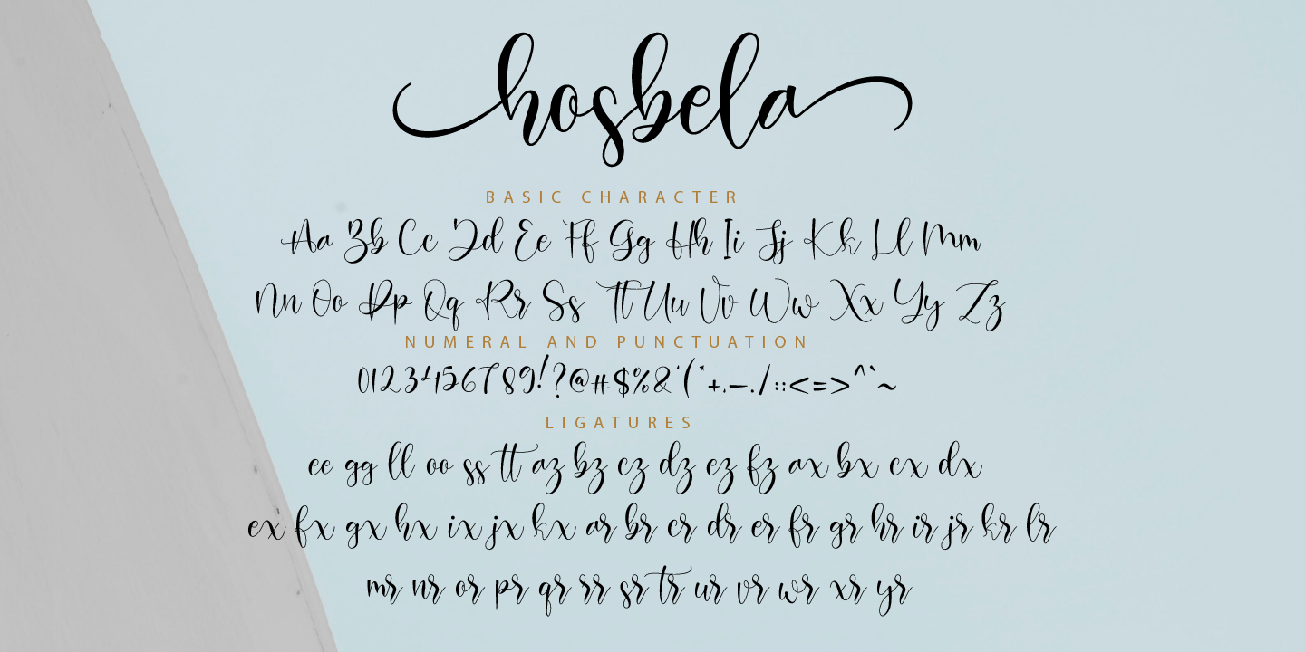 Beispiel einer Hosbela Regular-Schriftart